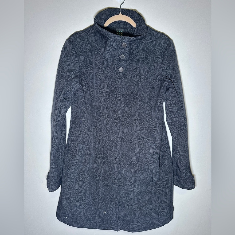 Title Nine Peacekeeper Jacket Gray Softshell Long Coat Fleece Lined Size Medium